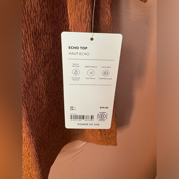 NWT Athleta Brown Echo Short Sleeve Shirt - Picture 5 of 5